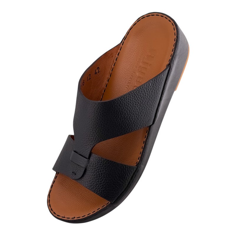 AJYAD Handmade Arabic Sandals For Men | Outdoor Mens Slippers | Everyday Flip Flops Open Toe | Arabic Genuine Shamwa Leather | New Design | Tan Footbed | Comfortable & LightWeight - Image 3